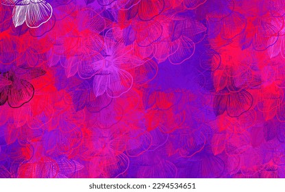 Dark Purple, Pink vector natural background with flowers. Colorful illustration in doodle style with flowers. Doodle design for your web site.