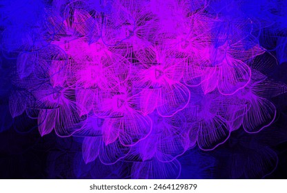 Dark Purple, Pink vector natural pattern with flowers. An elegant bright illustration with flowers. The best design for your business.