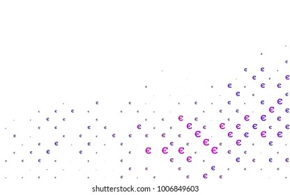 Dark Purple, Pink vector pattern with symbols of Euro. Shining colored illustration with Euro signs, EUR. The pattern can be used for financial, investment websites.