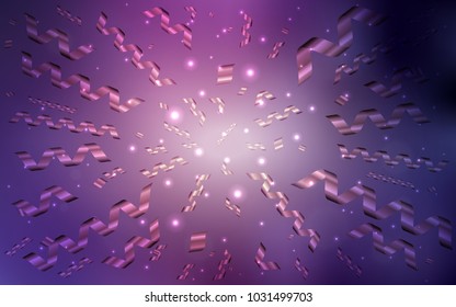 Dark Purple, Pink vector pattern with christmas ribbons. Modern geometrical abstract illustration with carnival ribbons. The pattern can be used for new year ad, booklets.