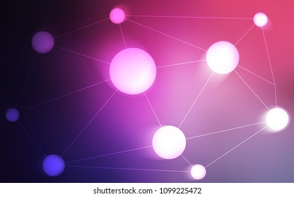 Dark Purple, Pink vector pattern with spheres, triangles. Abstract illustration with colorful discs and triangles. Completely new template for your brand book.