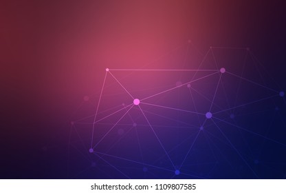 Dark Purple, Pink vector pattern with spheres, triangles. Illustration with set of colorful abstract circles and lines. Pattern can be used as texture of wallpapers.