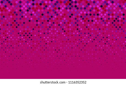 Dark Purple, Pink vector pattern with colored spheres. Geometric sample of repeating circles on white background in halftone style.
