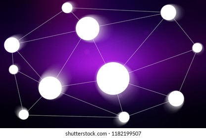 Dark Purple, Pink vector pattern with spheres, triangles. Glitter abstract illustration with connection of triangle structure. Pattern can be used as texture of wallpapers.