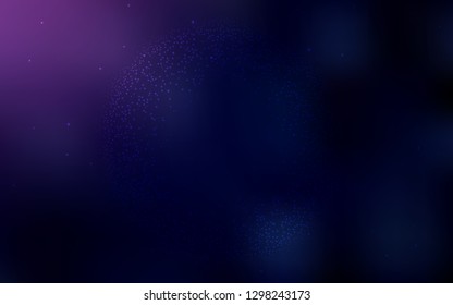 Dark Purple, Pink vector pattern with night sky stars. Glitter abstract illustration with colorful cosmic stars. Template for cosmic backgrounds.