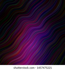 Dark Purple, Pink vector pattern with wry lines. Brand new colorful illustration with bent lines. Pattern for commercials, ads.