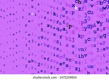 Dark Purple, Pink vector pattern with ABC symbols. Colored alphabet signs with gradient on white background. Pattern for ads, poster, banner of books.