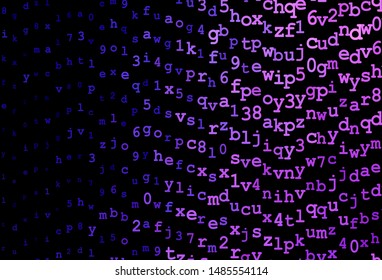 Dark Purple, Pink vector pattern with ABC symbols. Colored alphabet signs with gradient on white background. Pattern for ads, poster, banner of books.