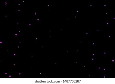 Dark Purple, Pink vector pattern with Digit symbols. Blurred design in simple style with collection of numerals. Pattern for posters, banners of math books.