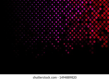 Dark Purple, Pink vector pattern with spheres. Glitter abstract illustration with blurred drops of rain. Template for your brand book.