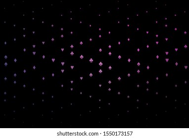 Dark Purple, Pink vector pattern with symbol of cards. Shining illustration with hearts, spades, clubs, diamonds. Pattern for booklets, leaflets of gambling houses.