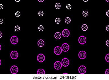 Dark Purple, Pink vector pattern with magic elements. Retro design in abstract style with witchcraft forms. Background for esoteric, mystic designs.