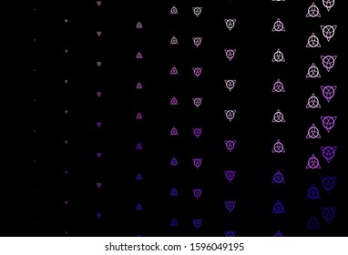 Dark Purple, Pink vector pattern with magic elements. Illustration with magical signs of spiritual power. Background for esoteric, mystic designs.