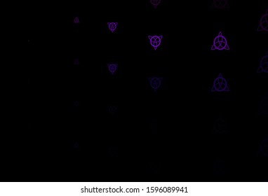 Dark Purple, Pink vector pattern with magic elements. Illustration with magical signs of spiritual power. Best design halloween events.