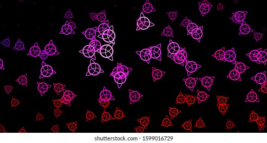 Dark Purple, Pink vector pattern with magic elements. Colorful mystic symbols with a gradient in ancient style. Best design halloween events.