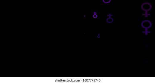 Dark Purple, Pink vector pattern with feminism elements. Colorful feminism symbols with a gradient in modern style. Elegant design for wallpapers.