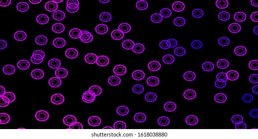 Dark Purple, Pink vector pattern with magic elements. Abstract illustration with gothic gradient shapes. Simple base for your occult design.