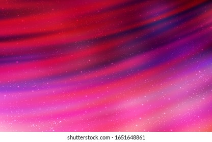 Dark Purple, Pink vector pattern with night sky stars. Space stars on blurred abstract background with gradient. Template for cosmic backgrounds.