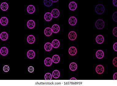 Dark Purple, Pink vector pattern with magic elements. Abstract illustration with gothic gradient shapes. Simple base for your occult design.