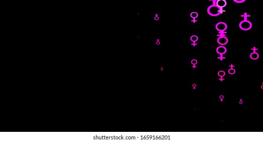 Dark Purple, Pink vector pattern with feminism elements. Abstract illustration with a depiction of women's power. Best design to show the power of women.
