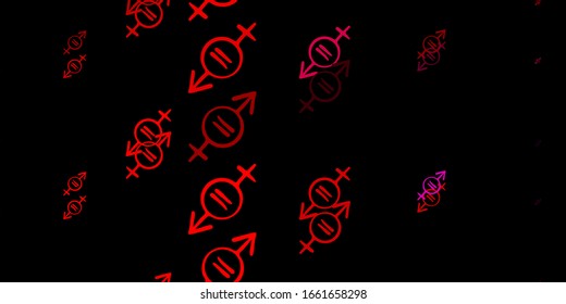 Dark Purple, Pink vector pattern with feminism elements. Abstract illustration with a depiction of women's power. Best design to show the power of women.