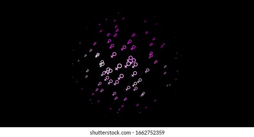 Dark Purple, Pink vector pattern with feminism elements. Colorful illustration with gradient feminism shapes. Background for International Women’s Day.