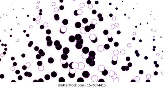 Dark Purple, Pink vector pattern with spheres. Abstract illustration with colorful spots in nature style. Pattern for booklets, leaflets.