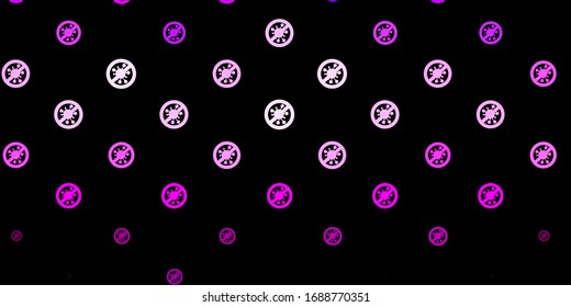 Dark Purple, Pink vector pattern with coronavirus elements. Colorful  gradient illness symbols in simple abstract style. Simple design against epidemic information.