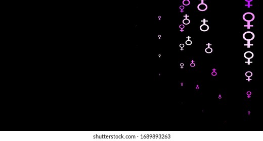 Dark Purple, Pink vector pattern with feminism elements. Illustration with signs of women's strength and power. Best design to show the power of women.