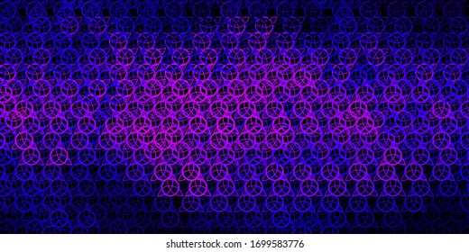 Dark Purple, Pink vector pattern with magic elements. Illustration with magical signs of spiritual power. Simple base for your occult design.