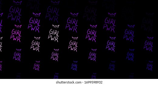 Dark Purple, Pink vector pattern with feminism elements. Abstract illustration with a depiction of women's power. Elegant design for wallpapers.