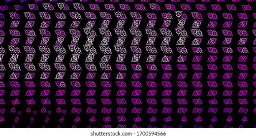 Dark Purple, Pink vector pattern with magic elements. Colorful vintage illustration with gradient alchemy shapes. Background for esoteric, mystic designs.