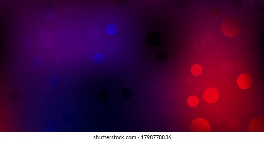 Dark purple, pink vector pattern with spheres. Illustration with set of shining colorful abstract spheres. New template for a brand book.