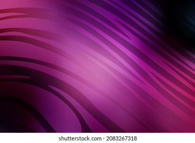 Dark Purple, Pink vector pattern with curved lines. Colorful geometric sample with gradient lines.  Business design for posters, banners.