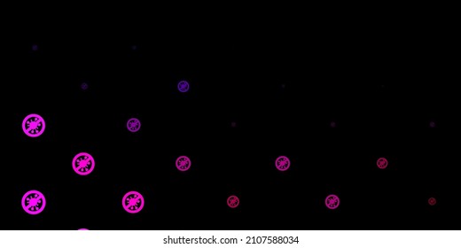 Dunkelviolett, rosafarbene Vektorgrafik mit Coronavirus-Elementen. Intelligente Illustration mit Kopfzeichen im dekorativen Stil. Einfaches Design gegen Epidemieinformationen.