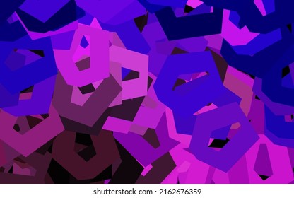 Dunkelviolett, rosafarbene Vektorgrafik mit bunten Hexagons. unscharfer Hintergrund mit bunten Hexagons. Muster für Ihre Anzeige, Broschüren.