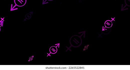 Dark Purple, Pink vector pattern with feminism elements. Colorful illustration with gradient feminism shapes. Best design to show the power of women.
