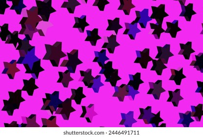 Dark Purple, Pink vector pattern with christmas stars. Stars on blurred abstract background with gradient. Smart design for your business advert.