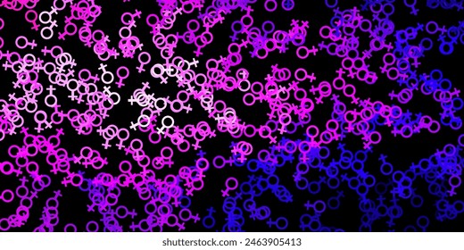 Dark Purple, Pink vector pattern with magic elements. Retro design in abstract style with witchcraft forms. Best design halloween events.