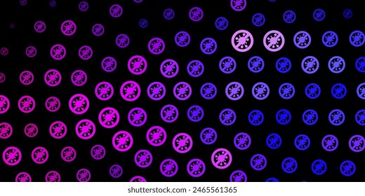 Dark Purple, Pink vector pattern with coronavirus elements. Colorful  gradient illness symbols in simple abstract style. Simple design against epidemic information.