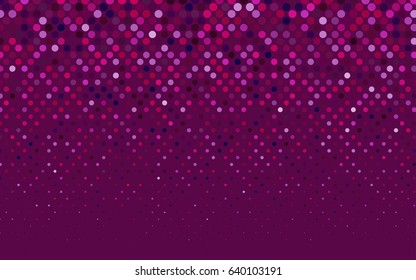 Dark Purple, Pink vector pattern with colored spheres. Geometric sample of repeating circles on white background in halftone style.