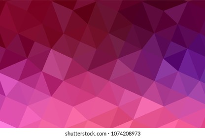 Dark Purple, Pink vector polygon abstract background. Triangular geometric sample with gradient.  Textured pattern can be used for background.