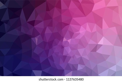 Dark Purple, Pink vector polygon abstract backdrop. Triangular geometric sample with gradient.  Triangular pattern for your design.