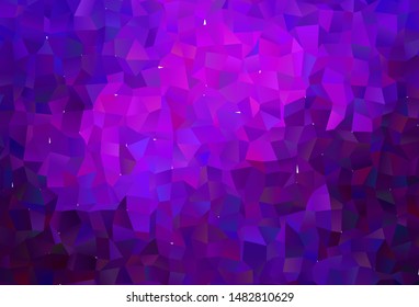 Dark Purple, Pink vector polygon abstract background. Triangular geometric sample with gradient.  Brand new design for your business.