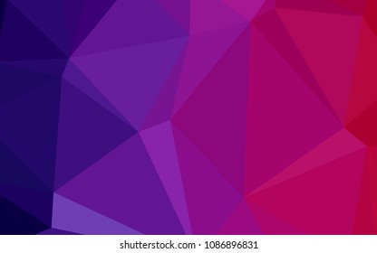 Dark Purple, Pink vector polygonal background. Shining polygonal illustration, which consist of triangles. The best triangular design for your business.