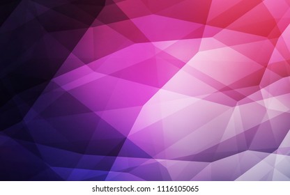 Dark Purple, Pink vector polygonal background. Shining colorful illustration with triangles. Best triangular design for your business.