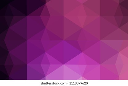 Dark Purple, Pink vector polygonal pattern. Triangular geometric sample with gradient.  Brand new design for your business.