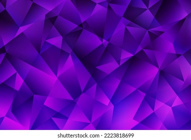 Púrpura oscuro, fondo poligonal vector rosado. Ilustración creativa de estilo medio-tono con triángulos. Patrón para el fondo de un libro de marca.