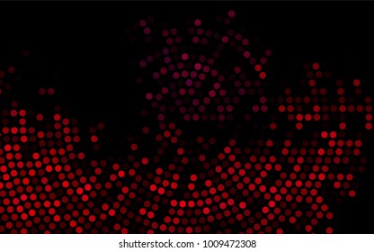 Dark Purple, Pink vector red banner with set of circles, dots. Donuts Background. Creative Design Template. Technological halftone illustration.