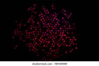 Dark Purple, Pink vector red banner with set of circles, dots. Donuts Background. Creative Design Template. Technological halftone illustration.